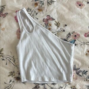 Zara White Asymmetrical Tank Top